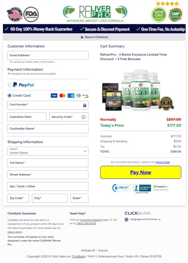 Reliver Pro Official Website Secure Order Page
